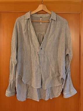 free people black and white woven button down